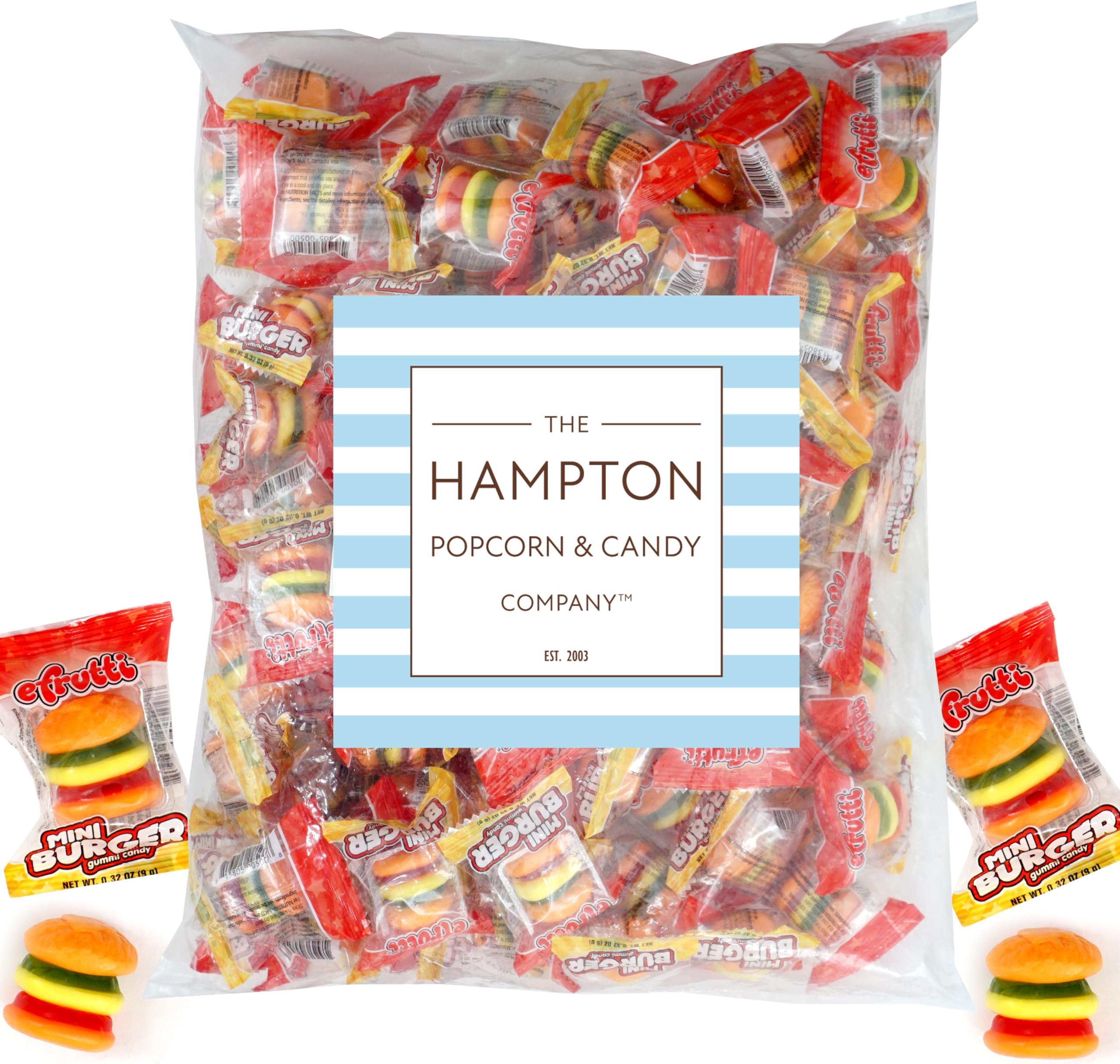 efrutti Mini Gummi Burgers, 2 Pound Bulk Bag (101 Individually Wrapped), Gummy Burgers