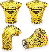 Vista 8 de 4 piezas de tapas de válvula de neumático estilo Cobra, forma de cabeza de serpiente, tapas universales de válvula de neumático con núcleo de cobre