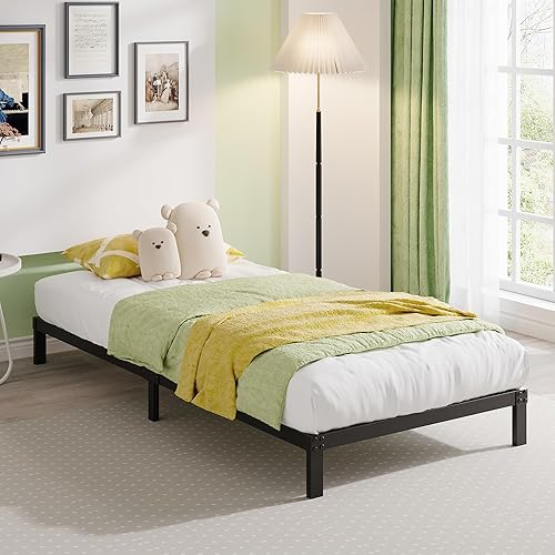 Miniatura 88 de EMODA Marco de cama Queen no necesita somier, plataforma de metal resistente de 6 pulgadas, marco de cama tamaño Queen con listones de acero, fácil