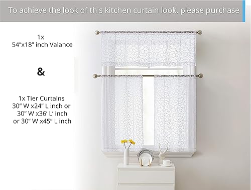 Miniatura 4 de HLC.ME Audrey Sheer - Cortina de gasa transparente para ventana corta para cocina, dormitorio, ventanas pequeñas y baño (30.0 x 24.0 in de largo,