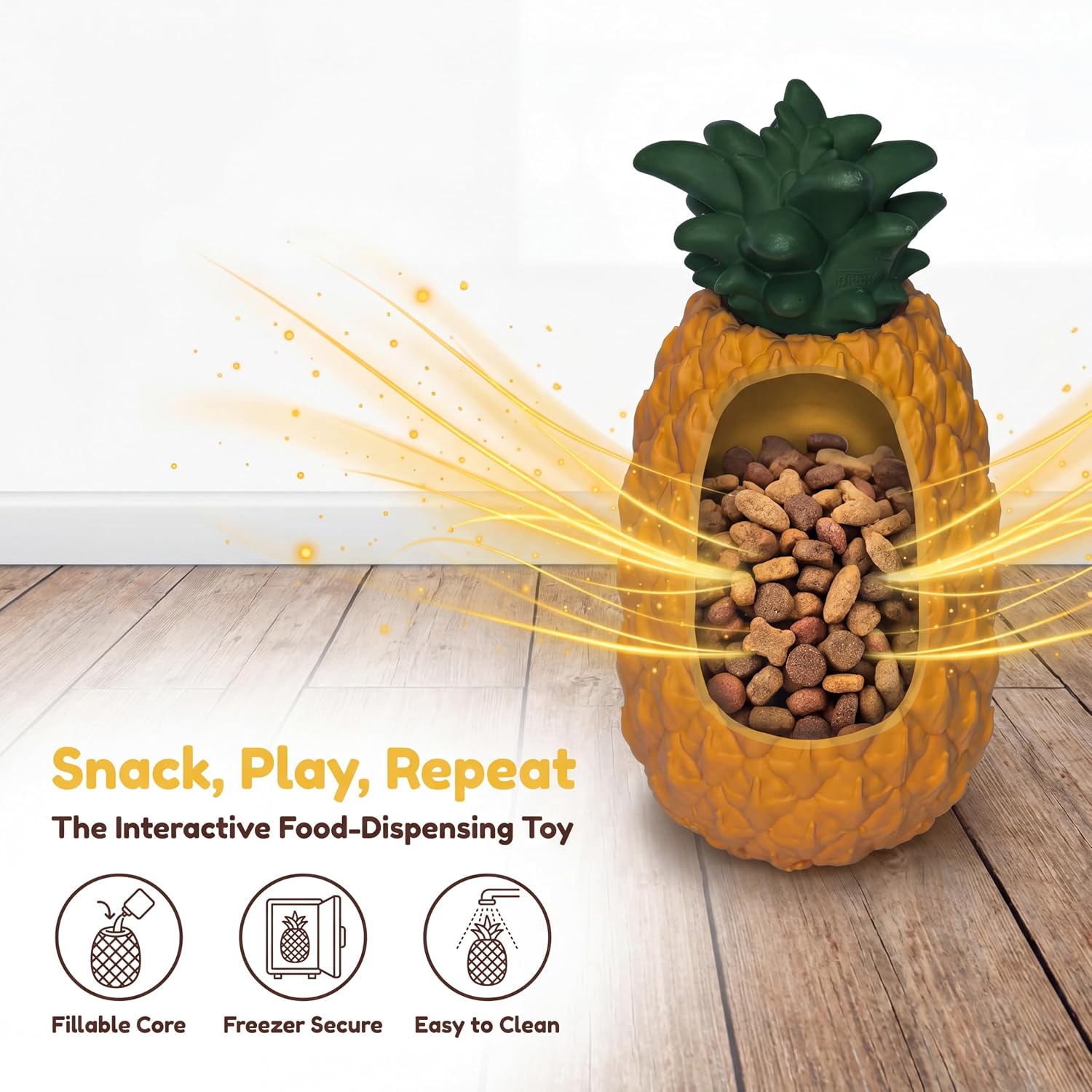 Freezable Pineapple Dog Toy, Treat Dispenser for Aggressive Chewers image 2