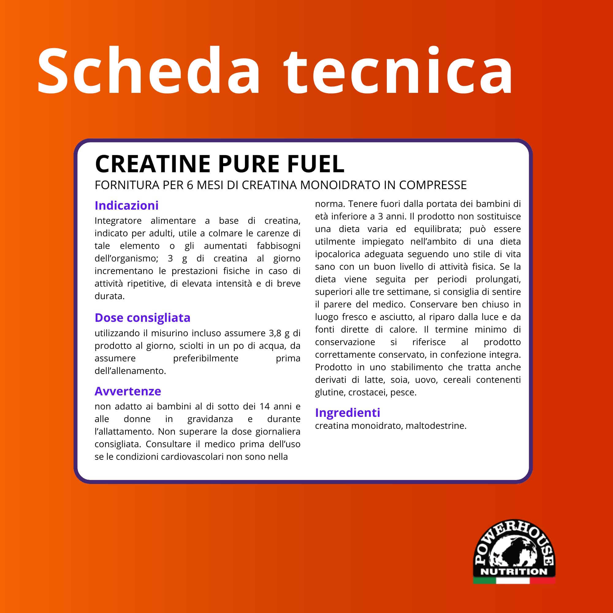 Creatina Monoidrato 600 Capsule 3000mg - 6 Mesi di Fornitura - Powerhouse Nutrition - Made in Italy - Integratore per Palestra, Allenamento, Pre Workout - Creatina Compresse Pure, Senza Additivi