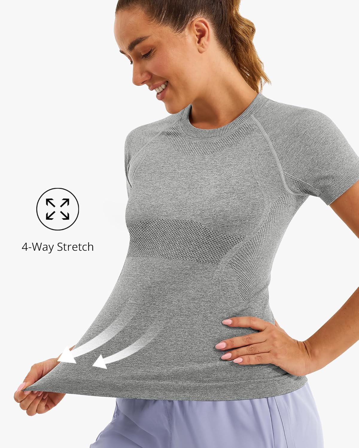 Stelle Women Workout Tops Short Sleeve Seamless Athletic Shirts Yoga Gym Sports Breathable Tees - Image 4