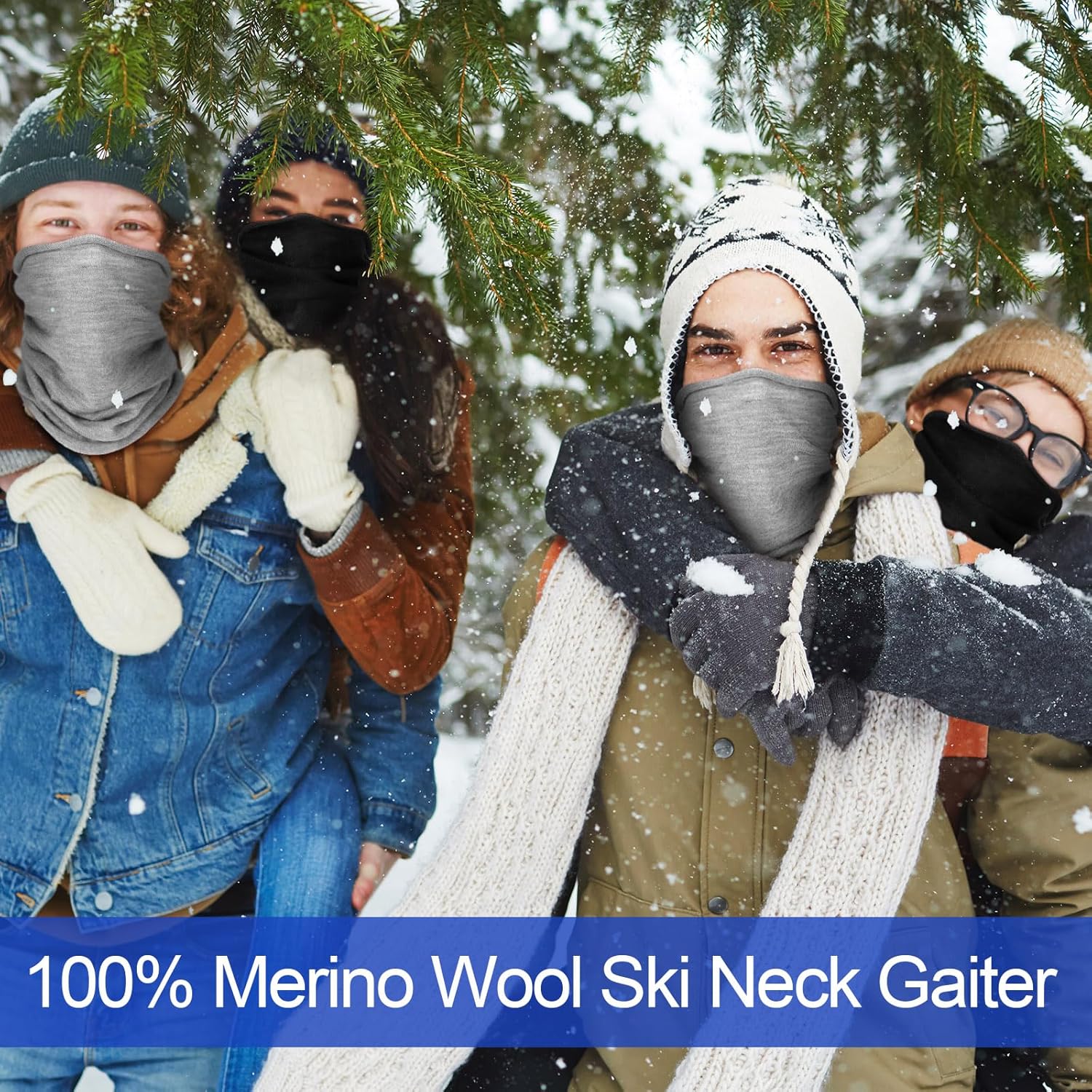 Bonucci 2 Pcs 100% Merino Wool Winter Neck Scarf Gaiter for Women Men Warmer Face Mask Headwear Breathable Windproof Multifunctional for Skiing Cycling Running - Image 5