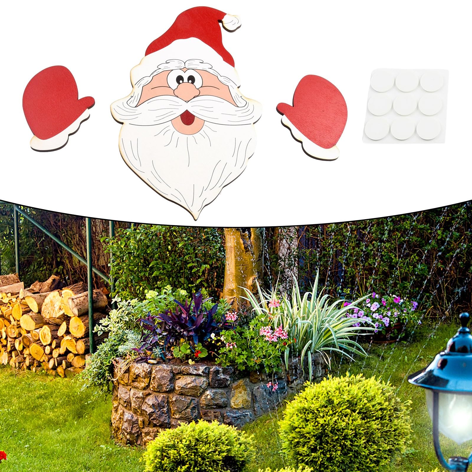 Weihnachts-Zaundekoration 'Frau Claus' – Mit Handschuhen & Klebeband