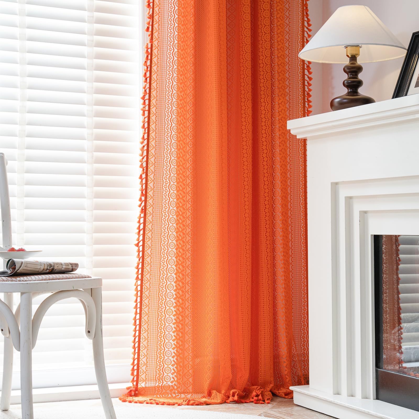 Boho Lace Curtains - Vintage Shabby Chic Window Treatment -22