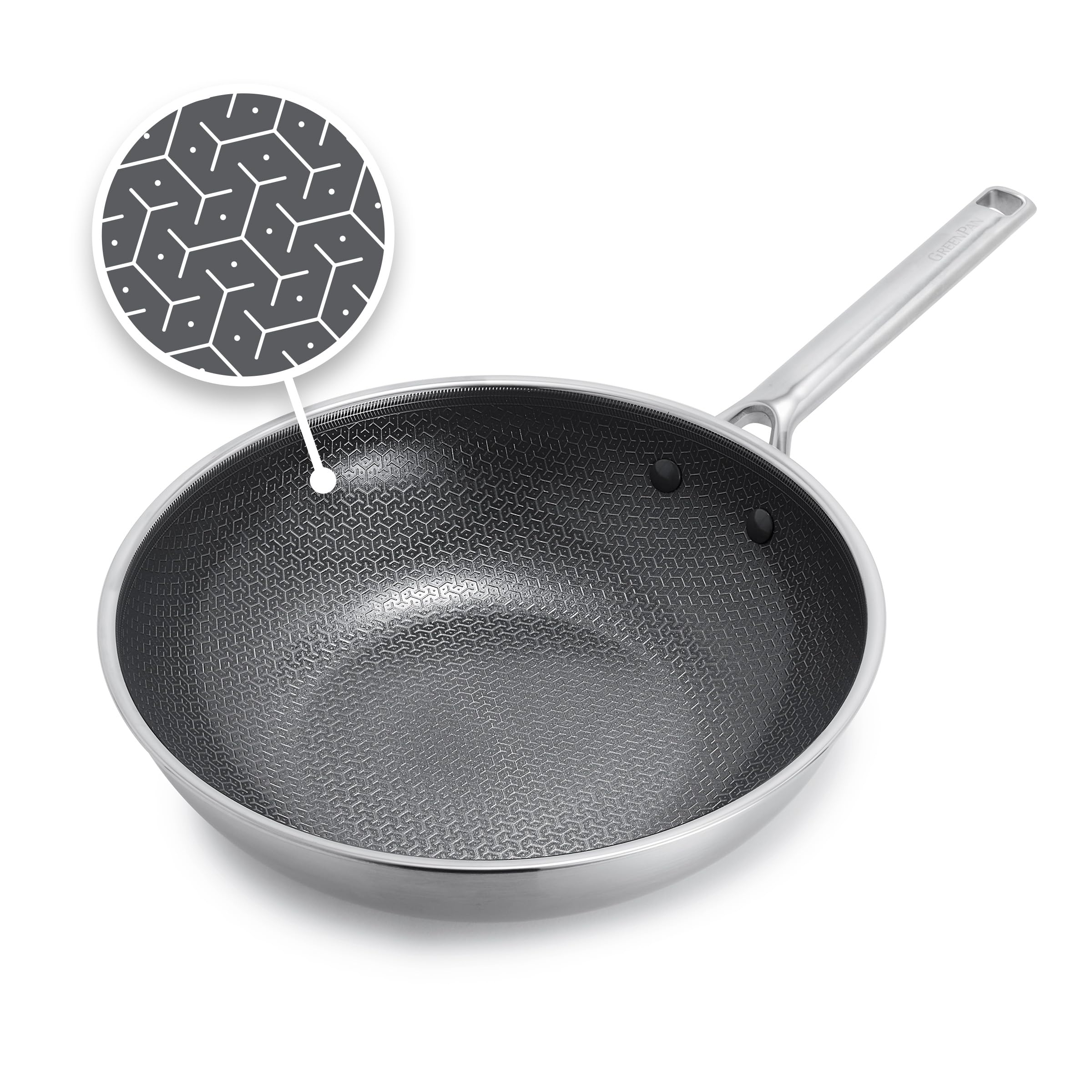 GreenPan APEX, wok hybride 28 cm, inox & céramique antiadhésive, induction