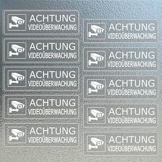 YIKIADA Videoüberwachung Aufkleber 5 × 15 cm Vinyl Achtung ...