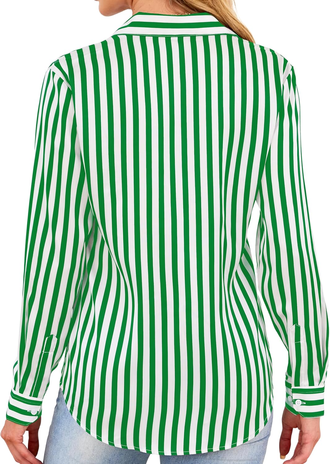 Wrinkle-Resistant Women Silky Button Down Shirts Fashion Printed Long Sleeve Blouse Dressy Casual Tops - Image 3