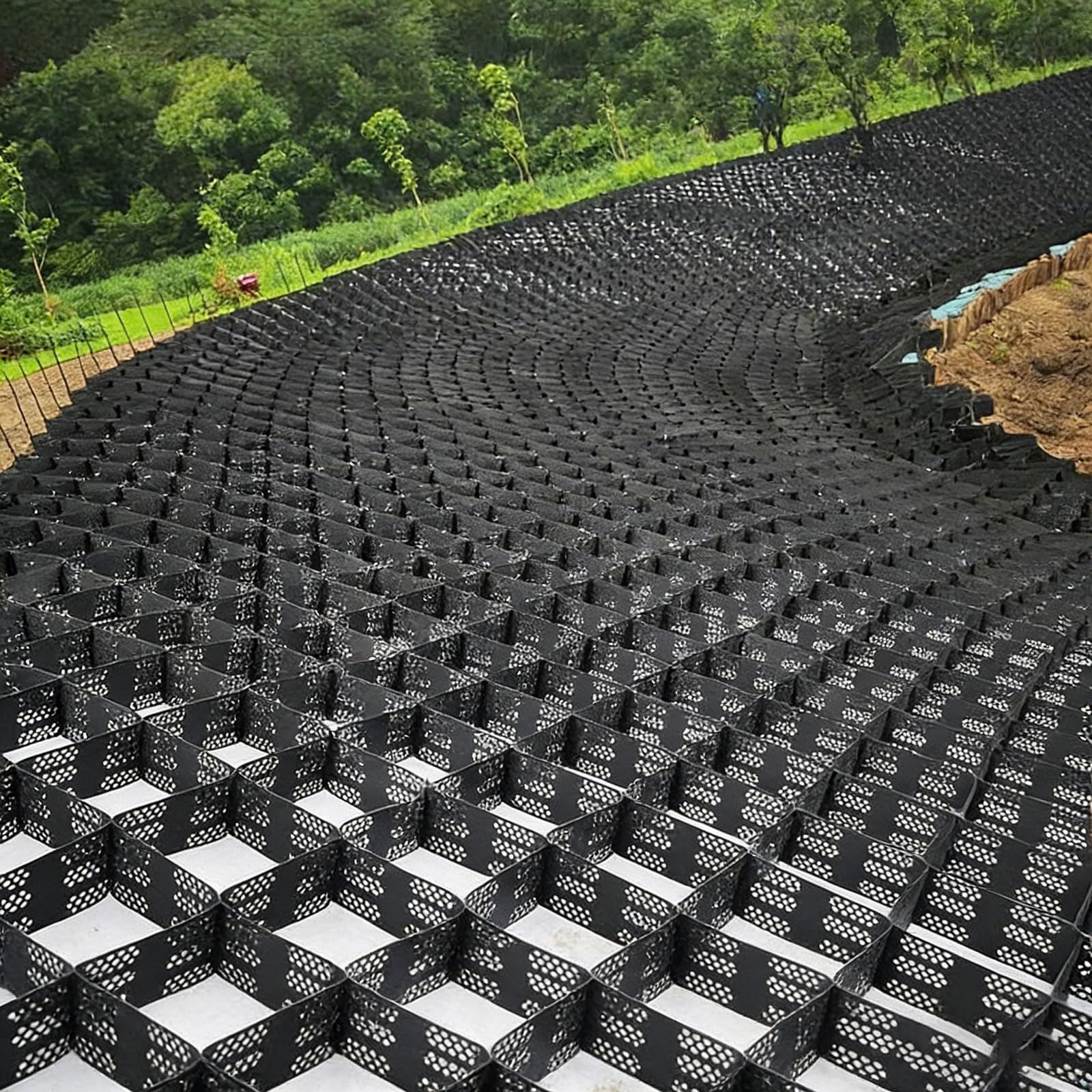Geo Grid Stabilizer Set siatek stabilizujących żwir o długości 1 m - 10 m, wytrzymała plastikowa siatka gruntowa 3D, przepuszczalne na zewnątrz siatki geograficzne(1m x 8m (3.3X26ft))