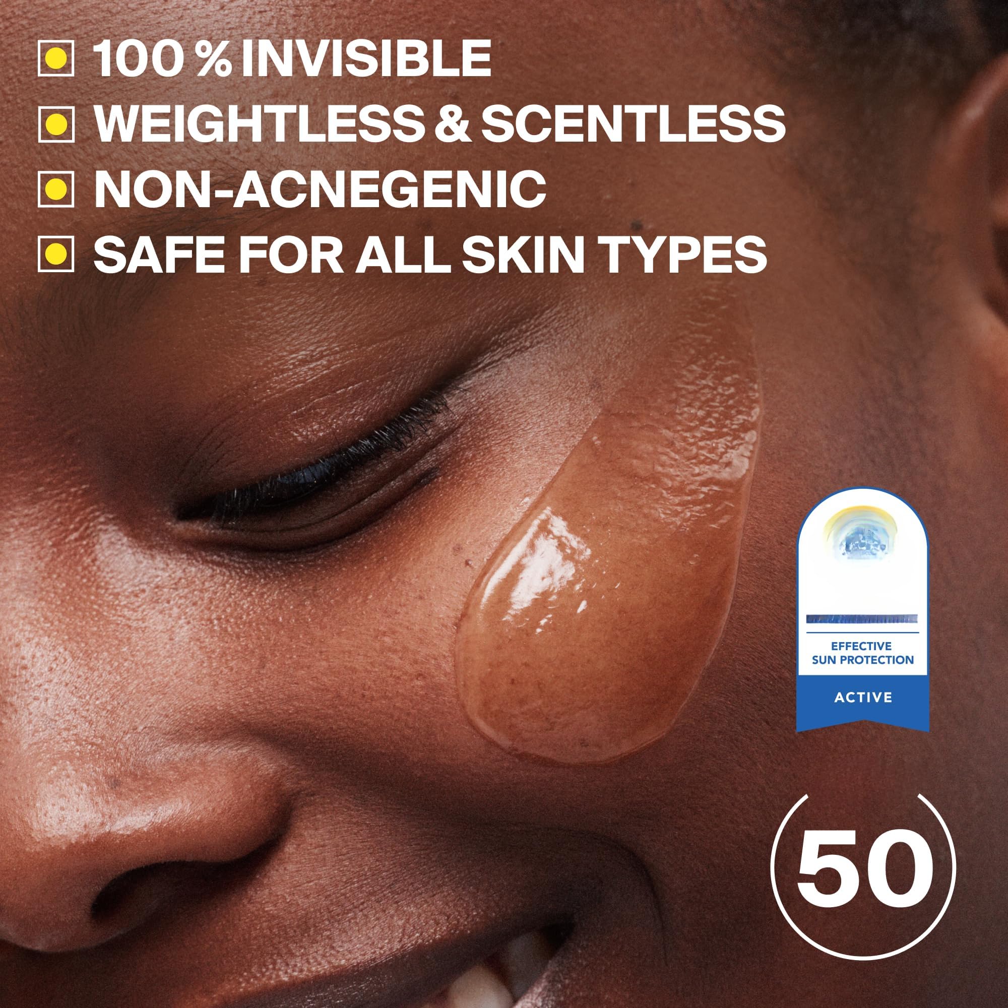 Crema solare -50 - Crema solare viso trasparente invisibile + Ampio spettro + Primer antiusura - Leggera, senza profumo, senza olio, 50 ml