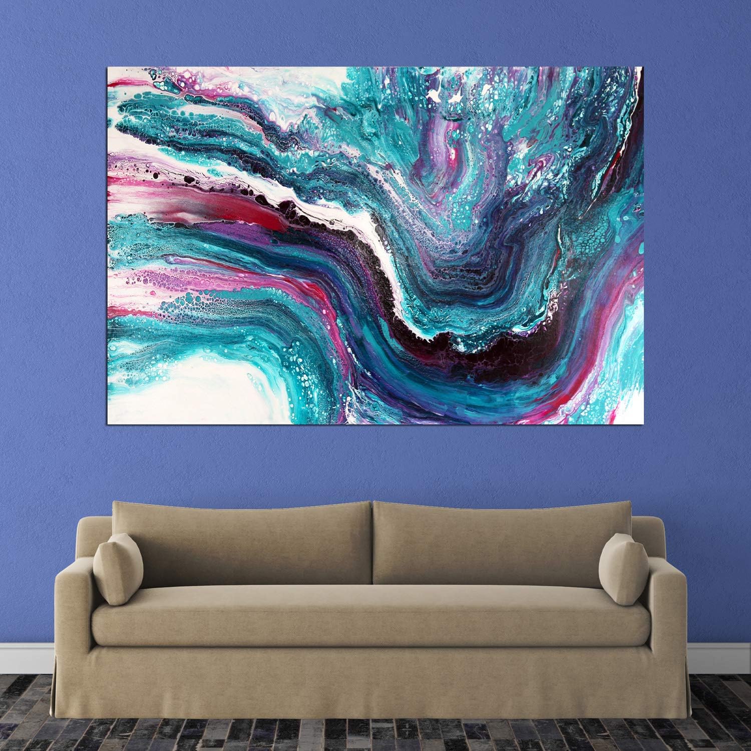Inephos Unframed Canvas Painting - A Swirl of Blue - Modern Abstract Art Wall Painting for Living Room, Bedroom, Office, Hotels, Drawing Room (91cm X 61cm)