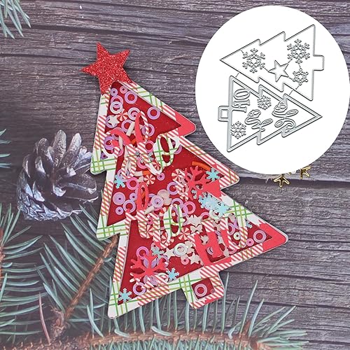 Juego de 2 troqueles de metal para árbol de Navidad, copos de nieve, estrella, corte, troqueles, manualidades, álbumes de recortes, papel decorativo