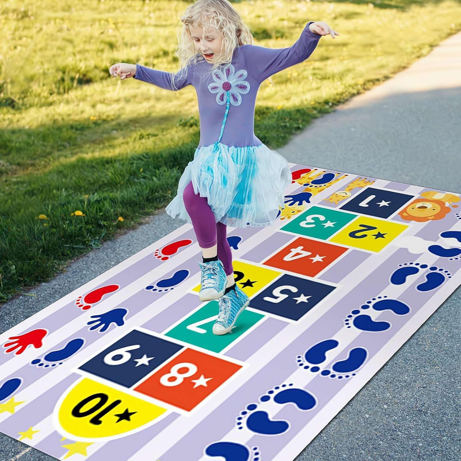Slippery Hopscotch for Adults Kids, Hopscotch Outdoor Game, Kids Hand and Feet Game, Kids Jumping Carpet Mat, Slippery Hopscotch Game for Adults, Hopscotch Mat for Kids Outdoor