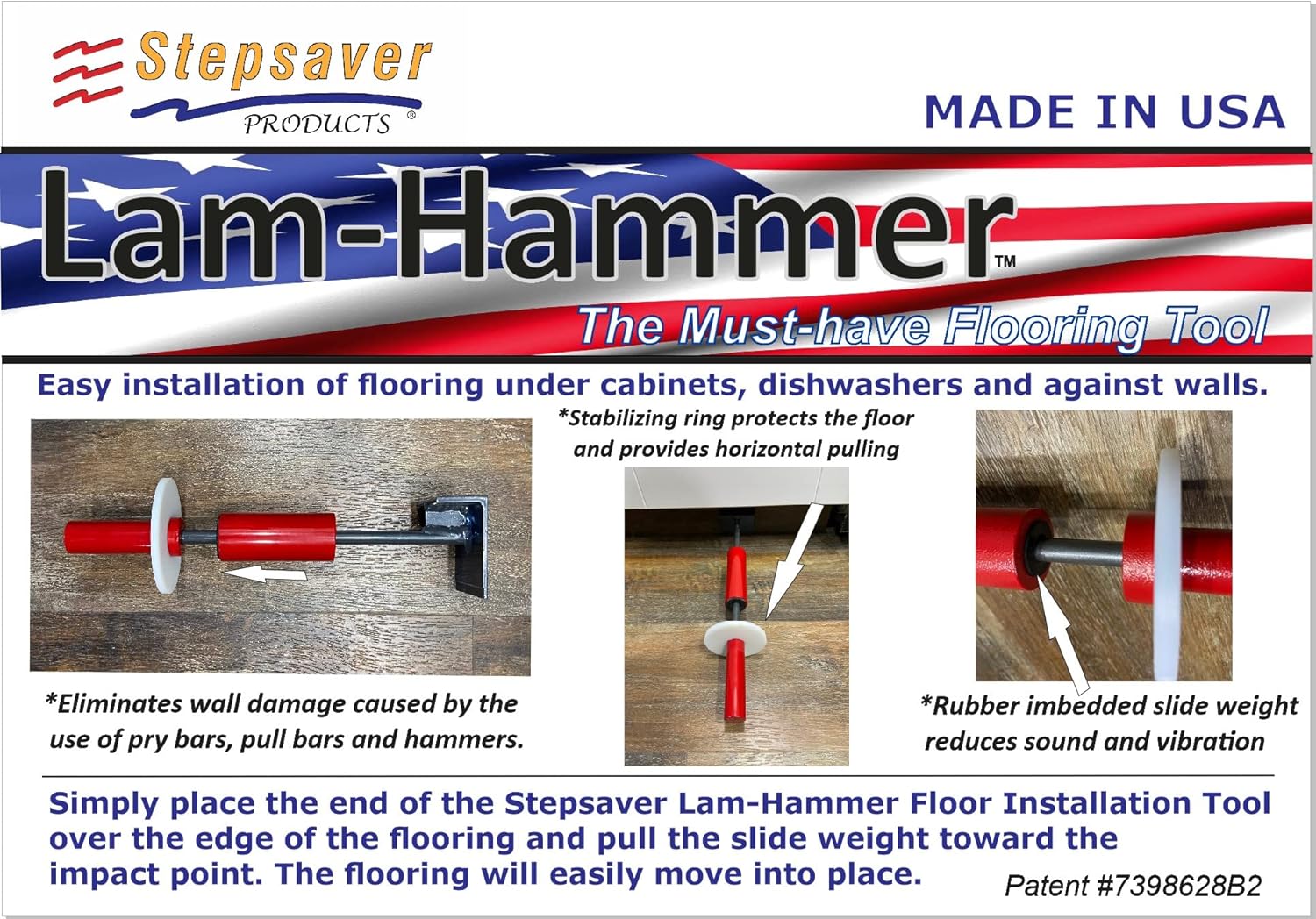 USA Made Stepsaver Professional Floor Installation Tool Lam-Hammer