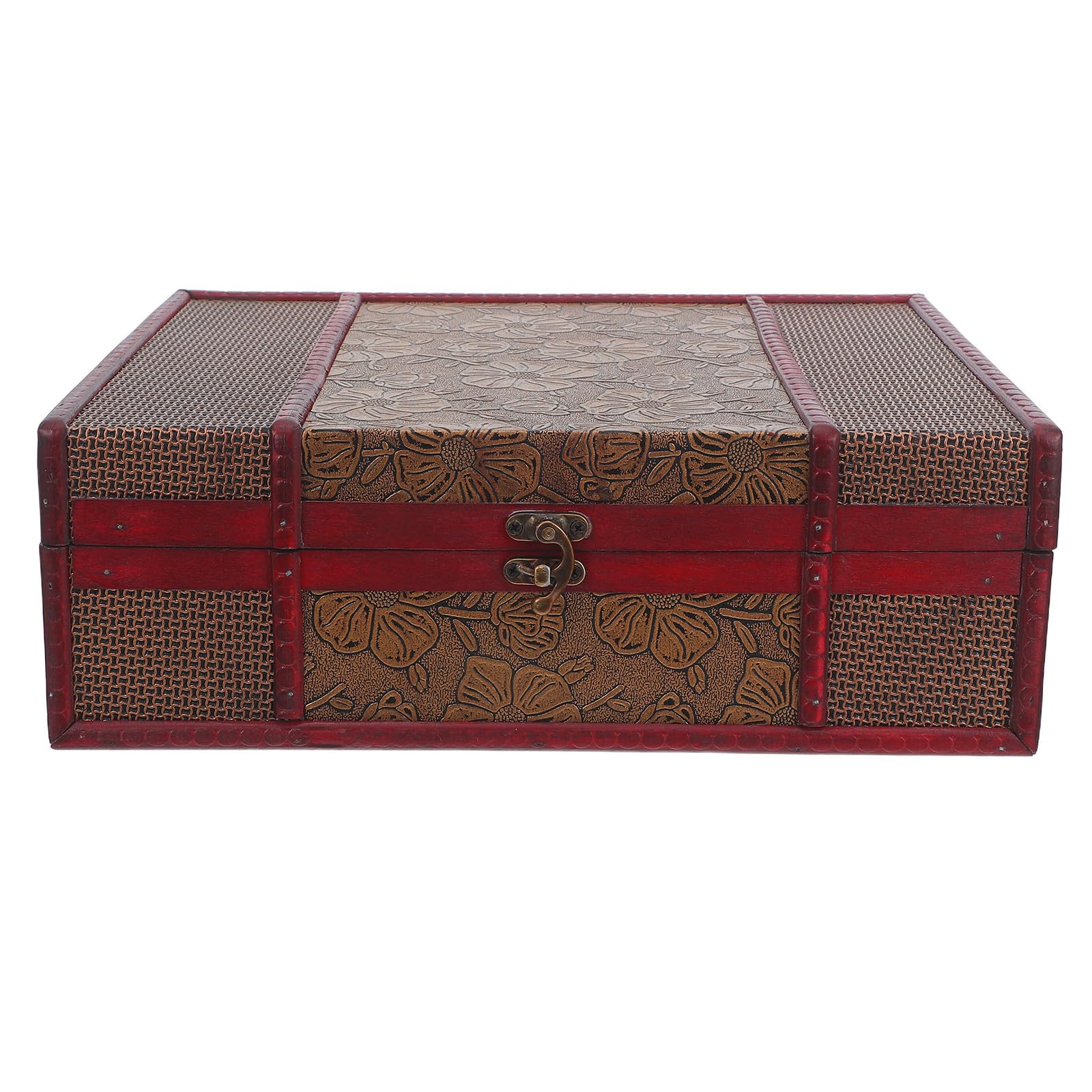 Boîte de rangement en bois vintage Alasum grand format pour bureau et bijoux retro