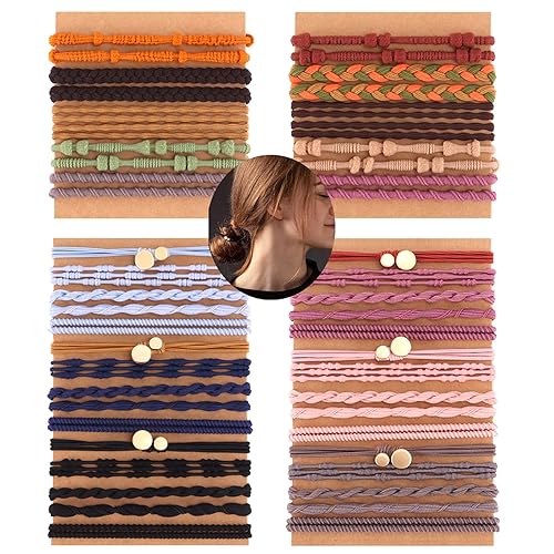 Svovin 50 ligas para el cabello bohemias para mujer, lindas pulseras de cola de caballo elásticas para el cabello