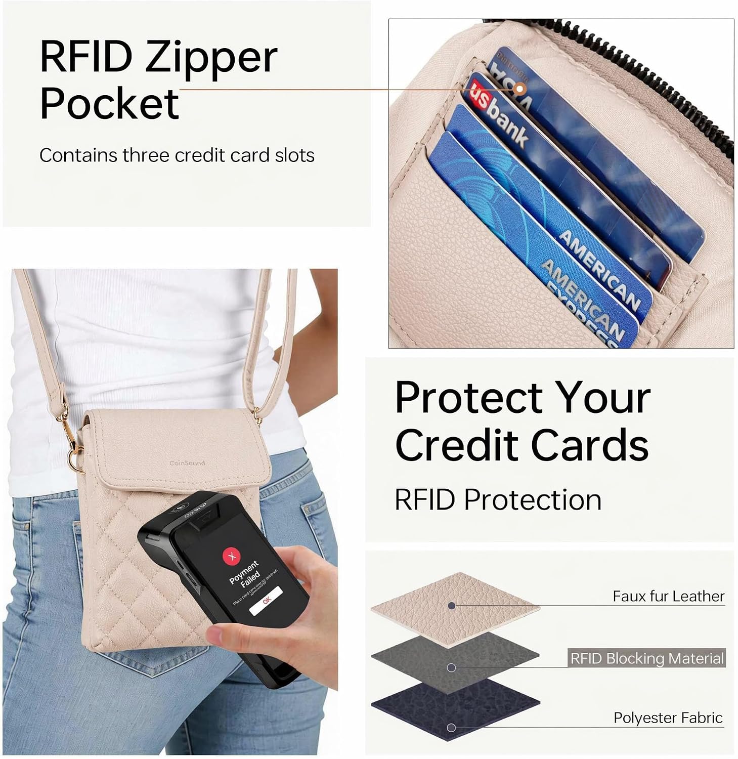 RFID Small Crossbody Bags for Women Quilted Cell Phone Purse Women's Crossbody Handbags with Credit Card Slots thumbnail