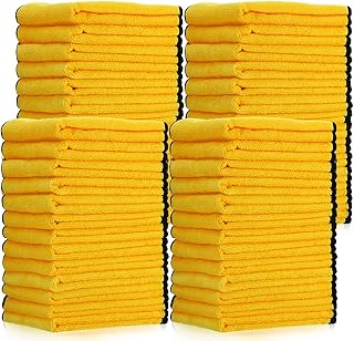 Tallew 50 Pcs 16"x16" Yellow Microfiber Towels for Cars Drying Polishing