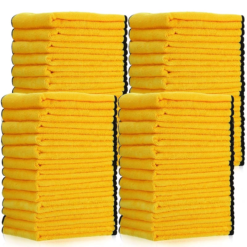 Toalhas de Microfibra Tallew Amarelas para Secagem e Polimento Automotivo 40 x 40 cm, Kit com 50