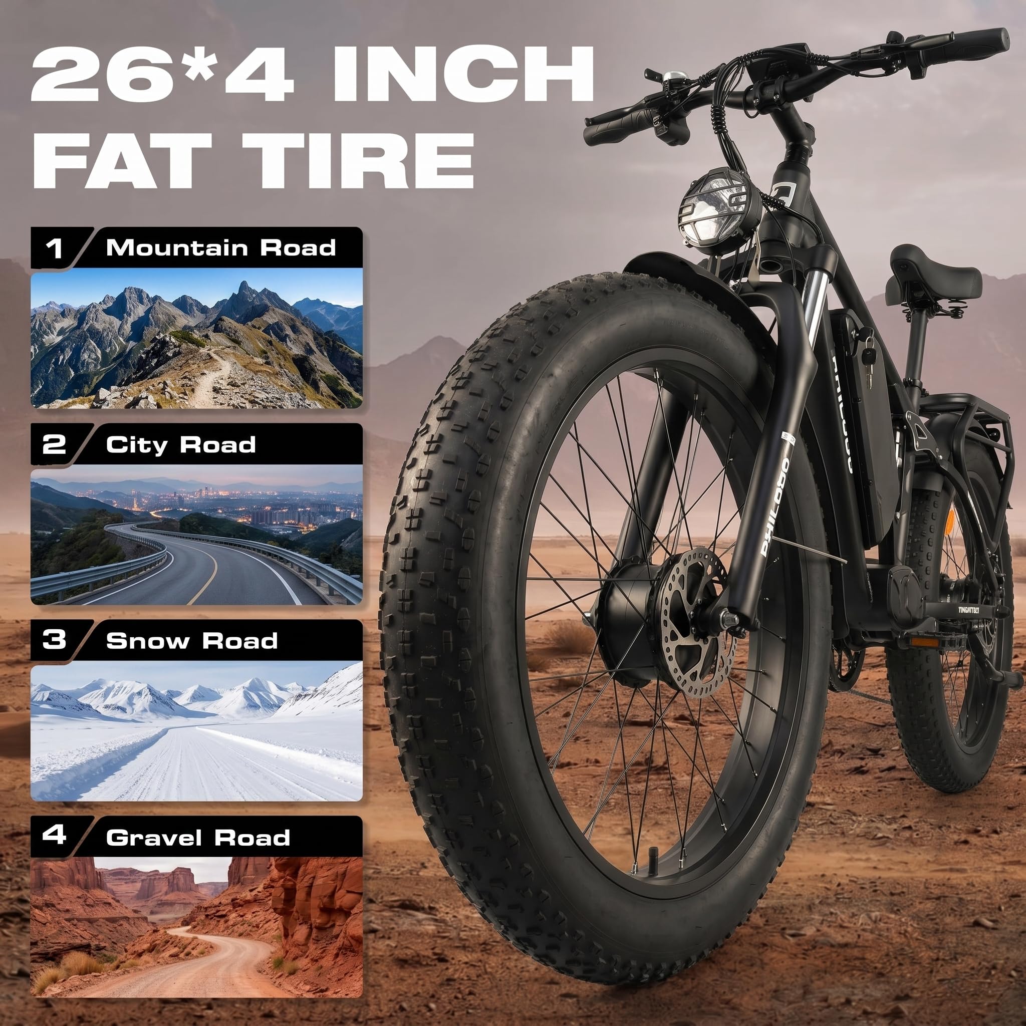 Amazon.com : PHILODO 60V Electric Bike for Adults 5000W Peak Dual