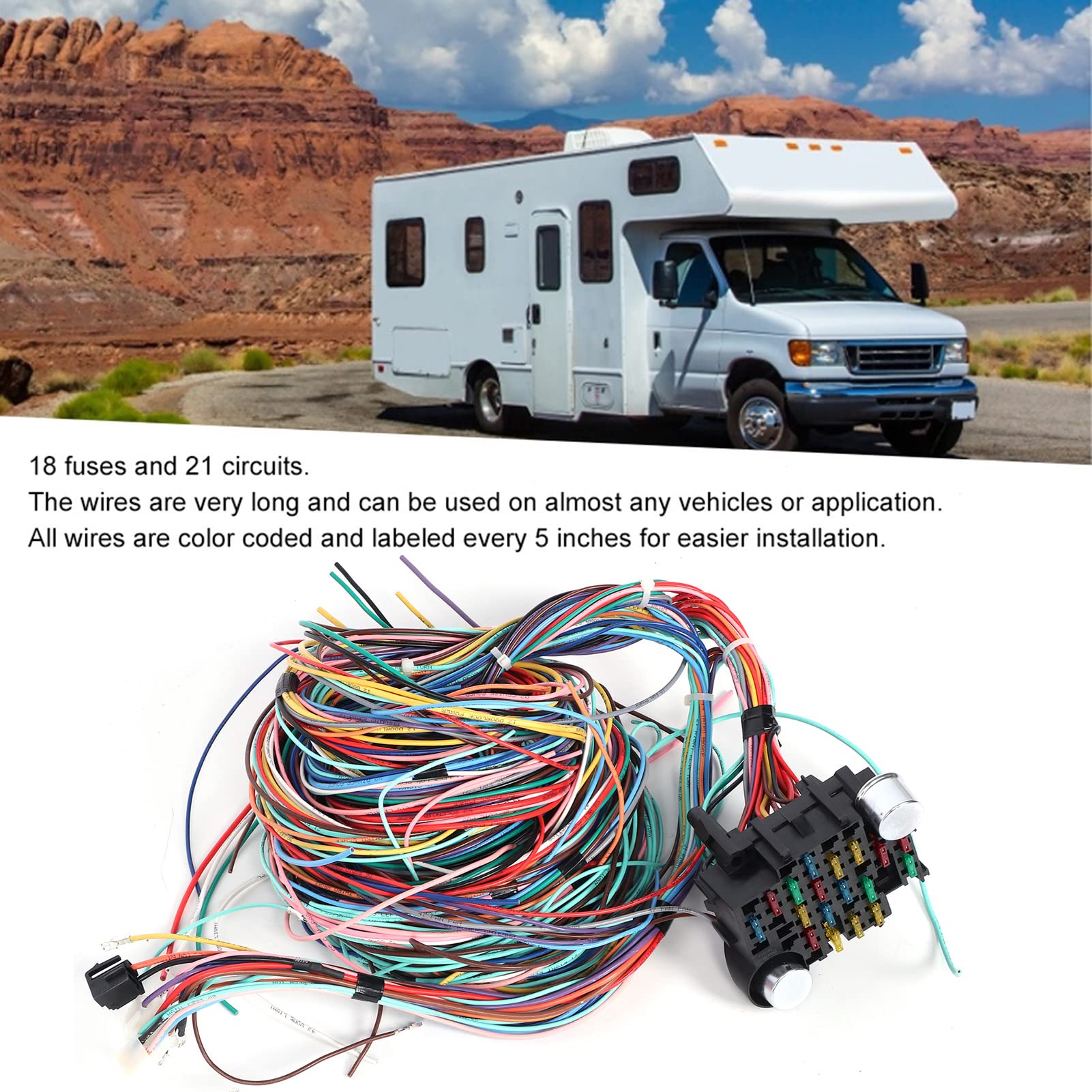 Amazon.co.jp: XTevu ヒューズボックス ワイヤーハーネス 12V 21 回路