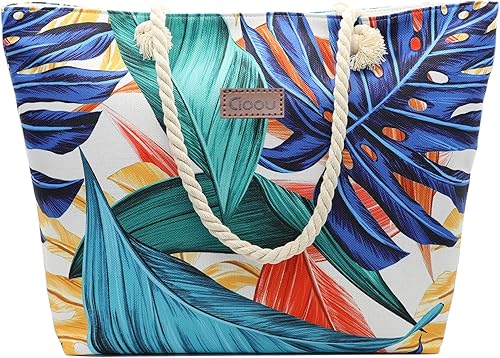 Miniatura 4 de JNF Bolsas de playa para mujer, de verano, grandes bolsas de playa, bolsa de mano, bolsa de hombro con cremallera