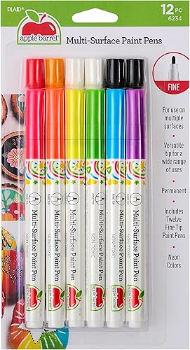 Miniatura 2 de Apple Barrel Neon, juego de 12 bolígrafos de pintura de punta fina multisuperficie, perfectos para proyectos de arte y manualidades en interiores y