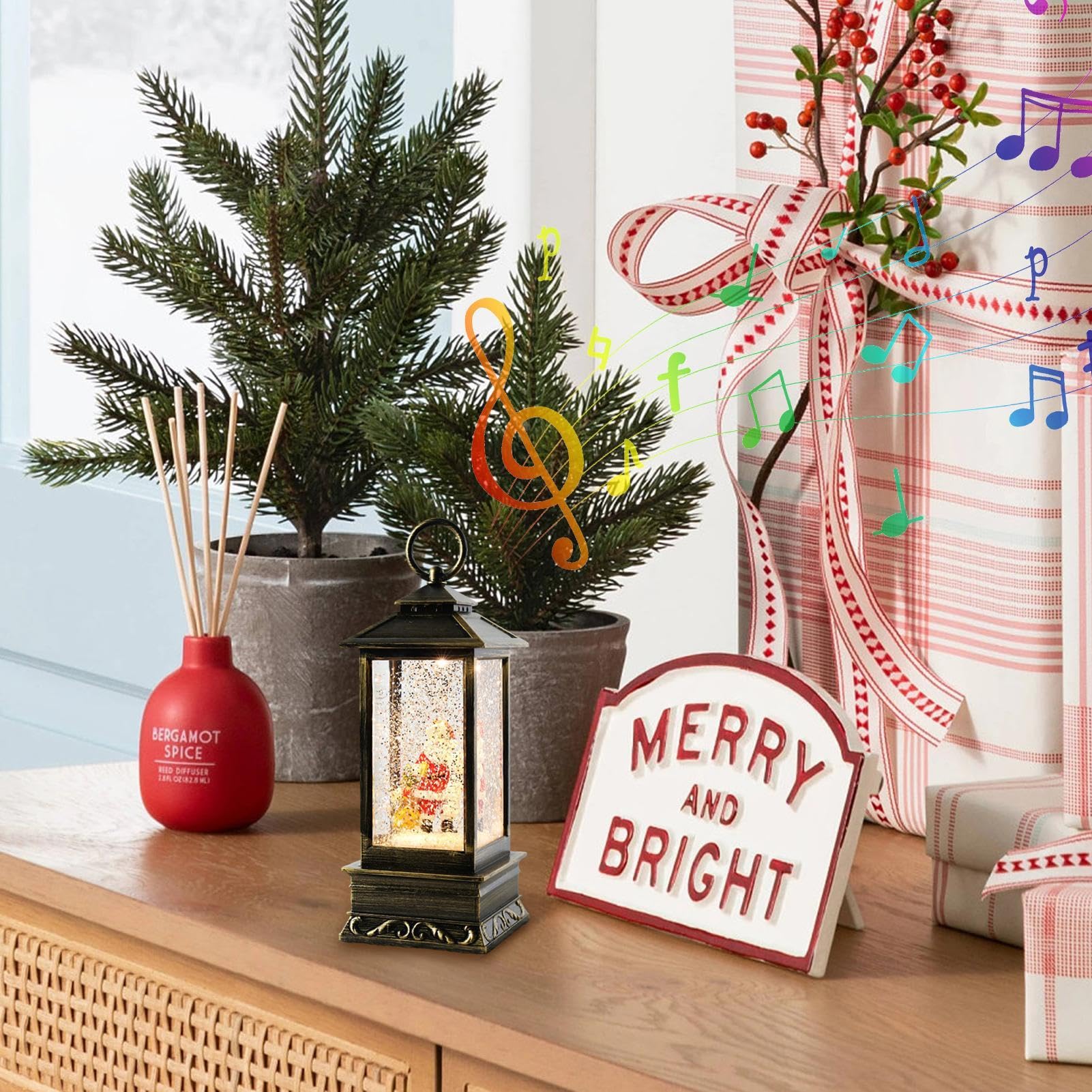 Amazon.co.jp: クリスマススノードーム、ライトアップスノーグローブ