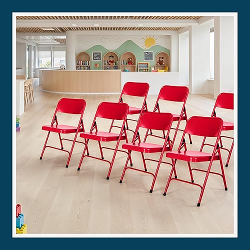 Miniatura 11 de OEF Furnishings Serie OEF200 Sillas plegables de acero resistentes de alta resistencia, sillas de metal de grado comercial con soportes dobles,