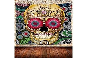 UHOMETAP Sugar Skull Tapestry: The Essence of Day of the Dead
