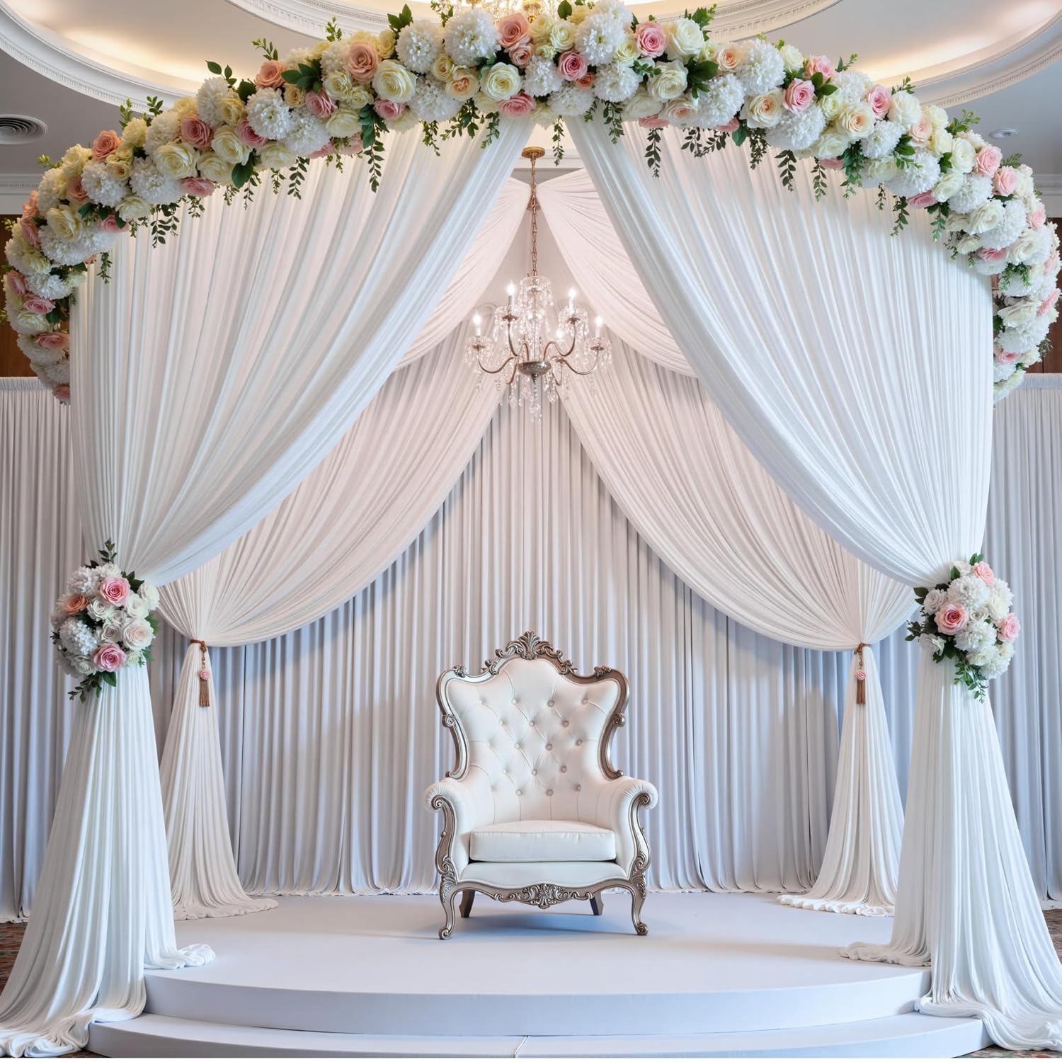 10ft x 14ft White Backdrop Curtains for Parties, 2 Panels Wrinkle Free Photo Backdrop Back Drop Cloth for Wedding Birthday Photography Background Decor