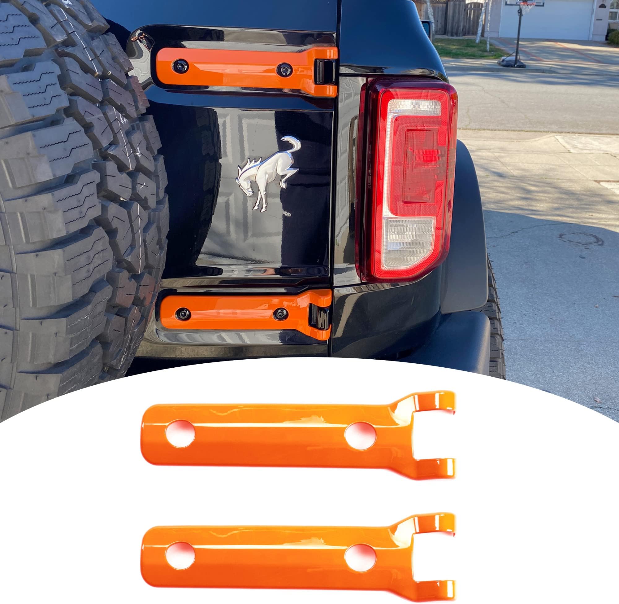 Tailgate Hinge Cover Trim for Ford Bronco 2 Door 4 Door 2021 2022 Rear Door Hinge Liftgate Trim Exterior Decoration Accessories Spare Tire Hinge Bracket Cover, 1 Pair Orange