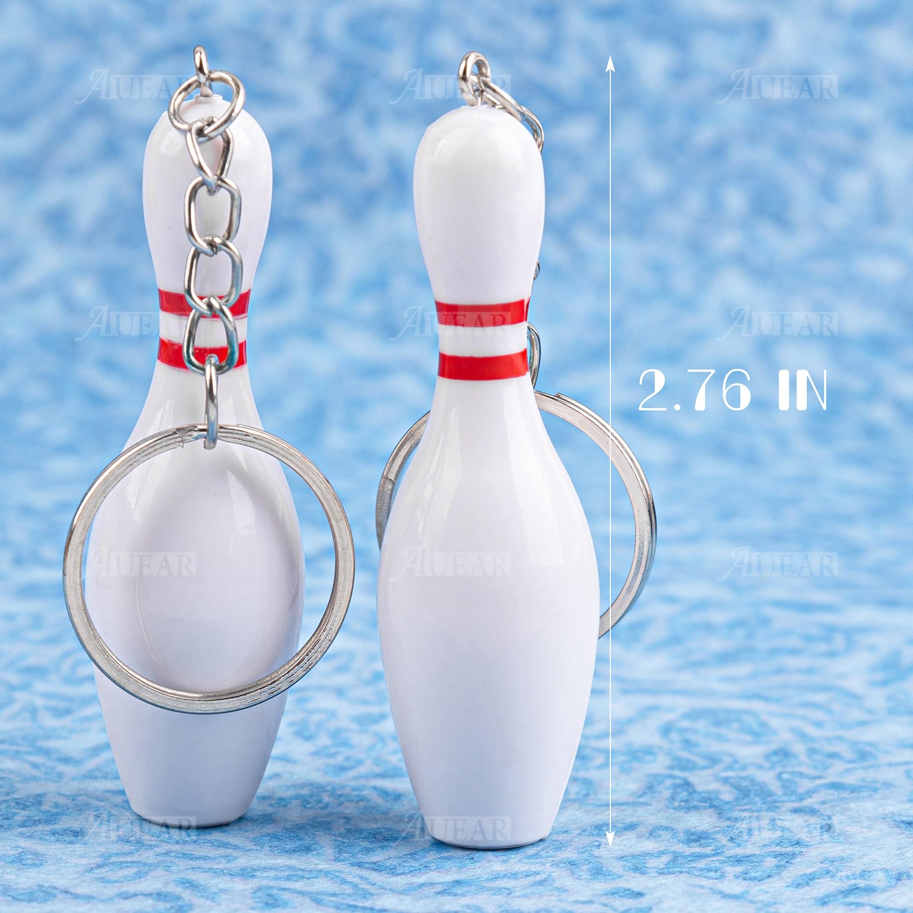 AUEAR, 12 Pack Bowling Pin Keychain 3 Inch Sport for Backpack Hook Educational Tool DIY Craft Accesories