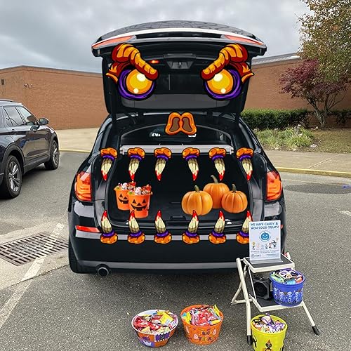 Miniatura 4 de Kit de decoración de Halloween para maletero o golosinas, decoración de automóvil de Halloween monstruo para automóvil, SUV, puerta de garaje,
