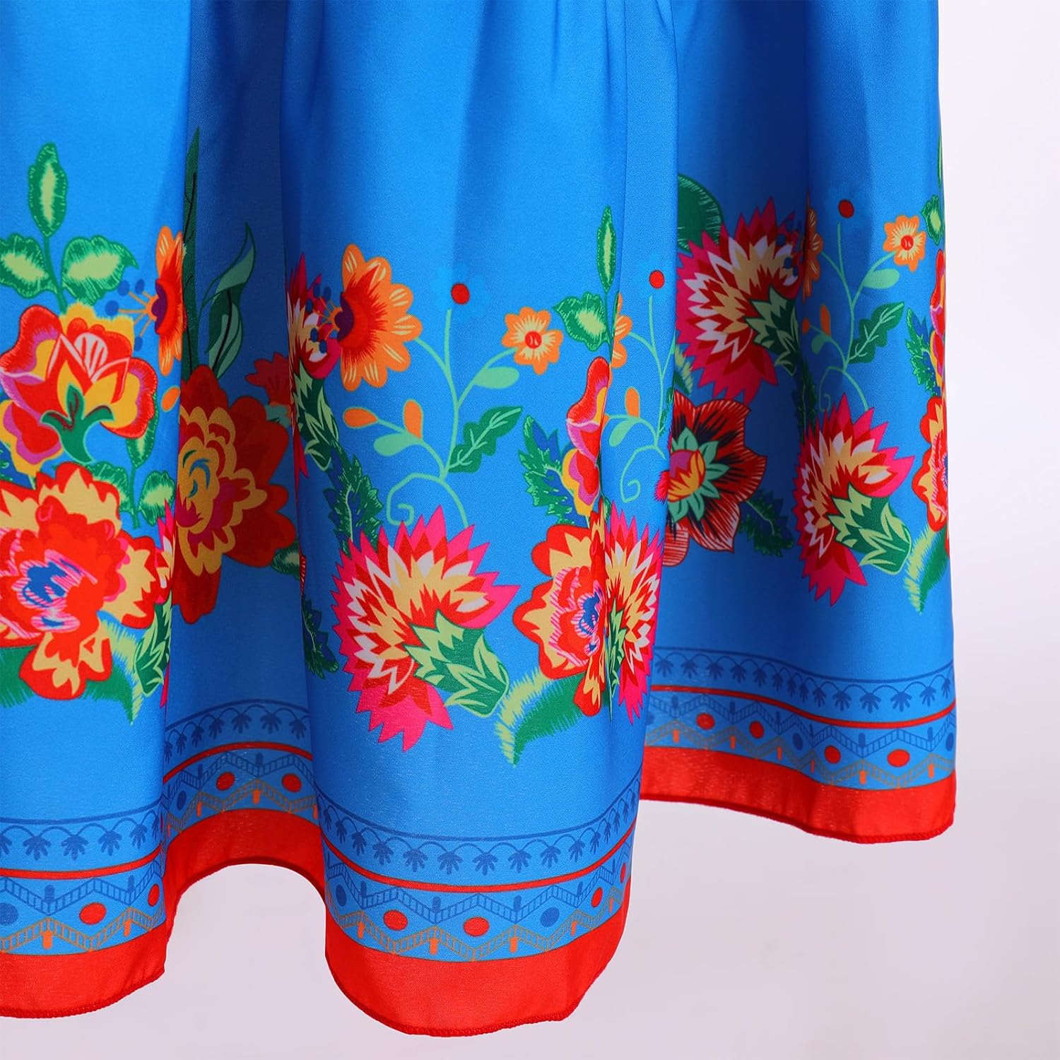 Women Mexican Dress Summer Floral Print Traditional Ethnic Wear Off Shoulder Beach Holiday Party Long Maxi Gowns - Image 5