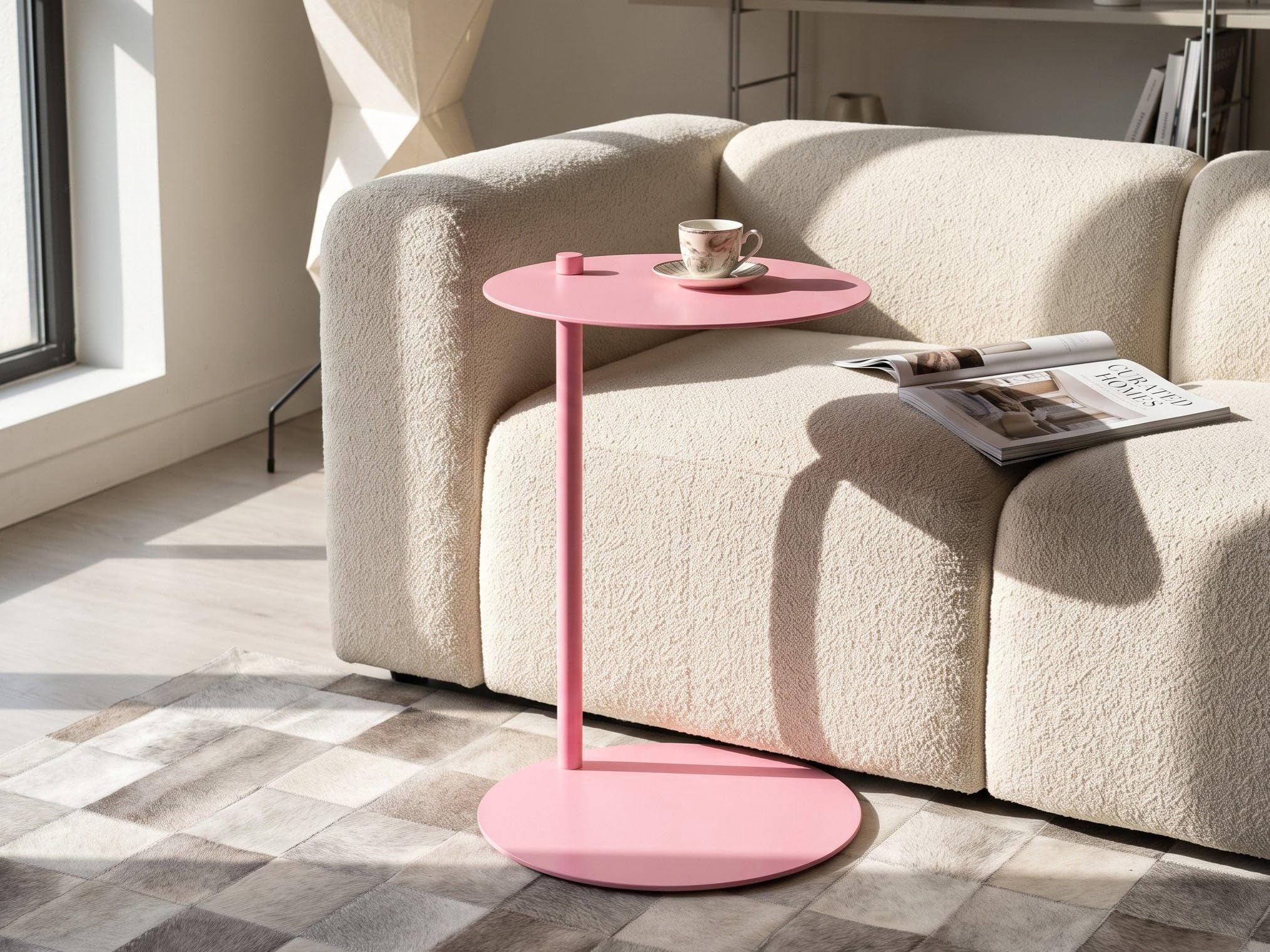 Table d'Appoint Moderne Minimaliste en Métal 35 x 52 cm Rose Kensico
