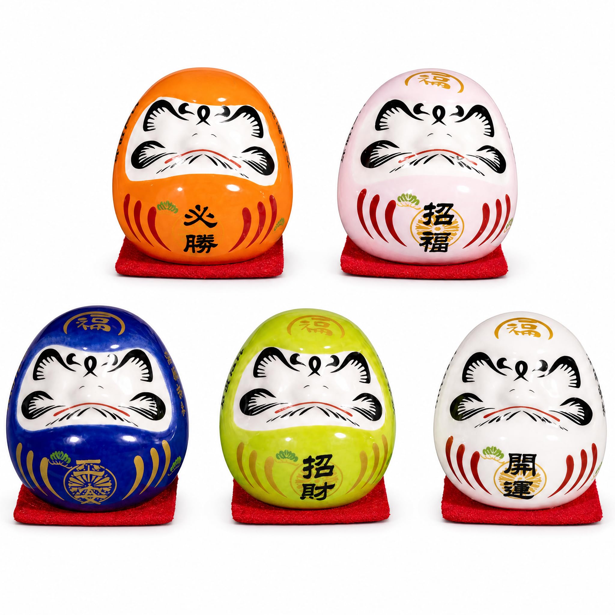 Syglawnd Daruma Doll, Japanese Desk Figurine Handcrafted Ceramic Japanese Trinket for Desk Decor, Style-1, Daruma