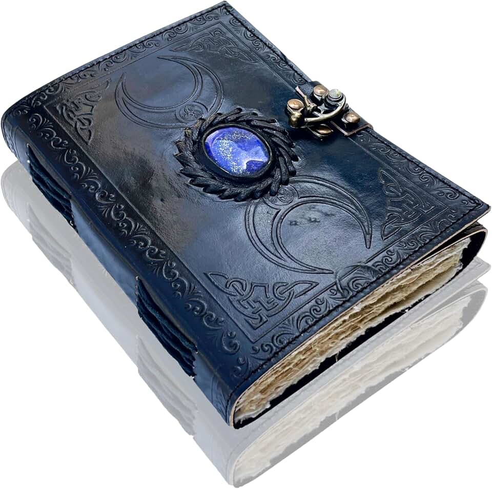 URBAN LEATHER Diario Lunar Vintage Encuadernado En Cuero, Libro De Hechizos De Brujas Grimorio De Las Sombras, Cuaderno De Escritura, Regalo Para Hombres Y Mujeres, Páginas Antiguas Sin Forrar