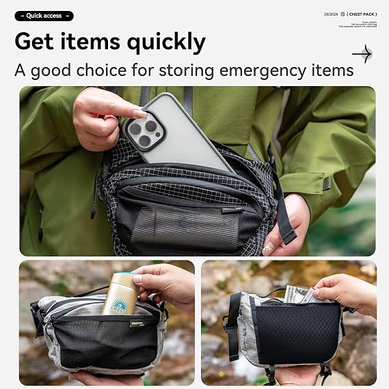 HIKEMAN Hiking Waist Pack Attaches to Strap for Front Chest Bag (Gray)