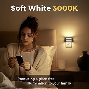 L LOHAS LED Night Lights Plug into Wall, 2 Pack Modern Night Light with Dusk to Dawn Sensor, Dimmable Plug in Night Light, Adjustable Brightness, 3000K Soft White for Bedroom Bathroom Hallway