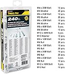 240 Piece Zinc Metric Nut and Bolt Assortment – Organized Fastener Kit with Storage Case and Size Chart – 836344