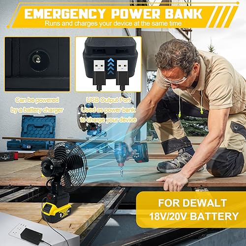 Miniatura 2 de F-an inalámbrico portátil para batería Dewalt de 20 V, ventilador inalámbrico alimentado por Ba-ttery, ventilador de motor sin escobillas de 20 W