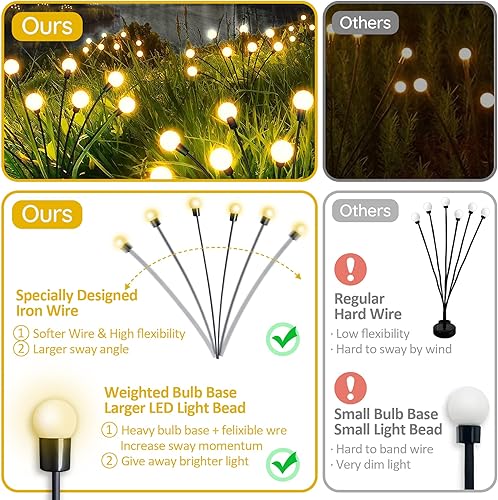 Miniatura 2 de Sukesou Luces solares de jardín, luces solares mejoradas para exteriores, impermeables, para jardín, decoración de patio, camino (paquete de 2, 8