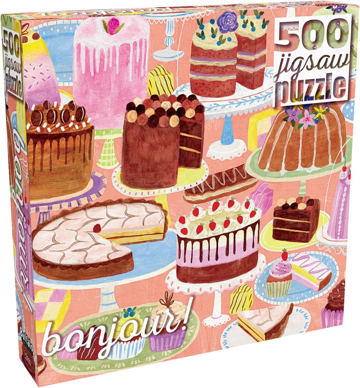Buffalo Games - Jenny Miriam - Bonjour - Cakes Galore! - 500 Piece Jigsaw Puzzle for Adults - Challenging Puzzle Perfect for Game Nights - Finished Size is 21.25 x 15.00