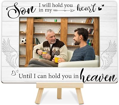 Memorial Gifts for Loss of Son, Memorial Picture Frame, Sympathy Gifts Wooden Photo Frame with Easel, 4x6 Child Loss Picture Frame for Tabletop Display - G02