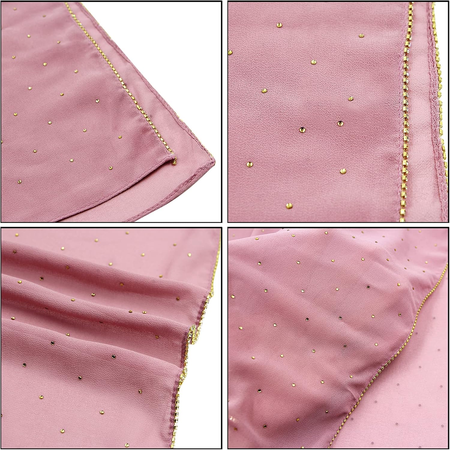 ANKOMINA Women Soft Chiffon Rhinestone Long Scarf Shawl Fashion Muslim Hijab Head Wrap Scarves - Image 7