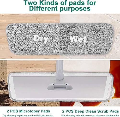 Miniatura 10 de Sistema profesional de limpieza de suelos de microfibra de 18 pulgadas trapeador plano con mango de acero inoxidable 4 almohadillas reutilizables