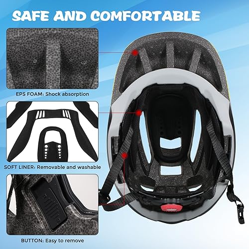 Miniatura 3 de Lixada Casco de ciclismo para niños, casco de ciclismo desmontable ajustable para niños, bicicleta, monopatín, equipo de protección (20.5-22