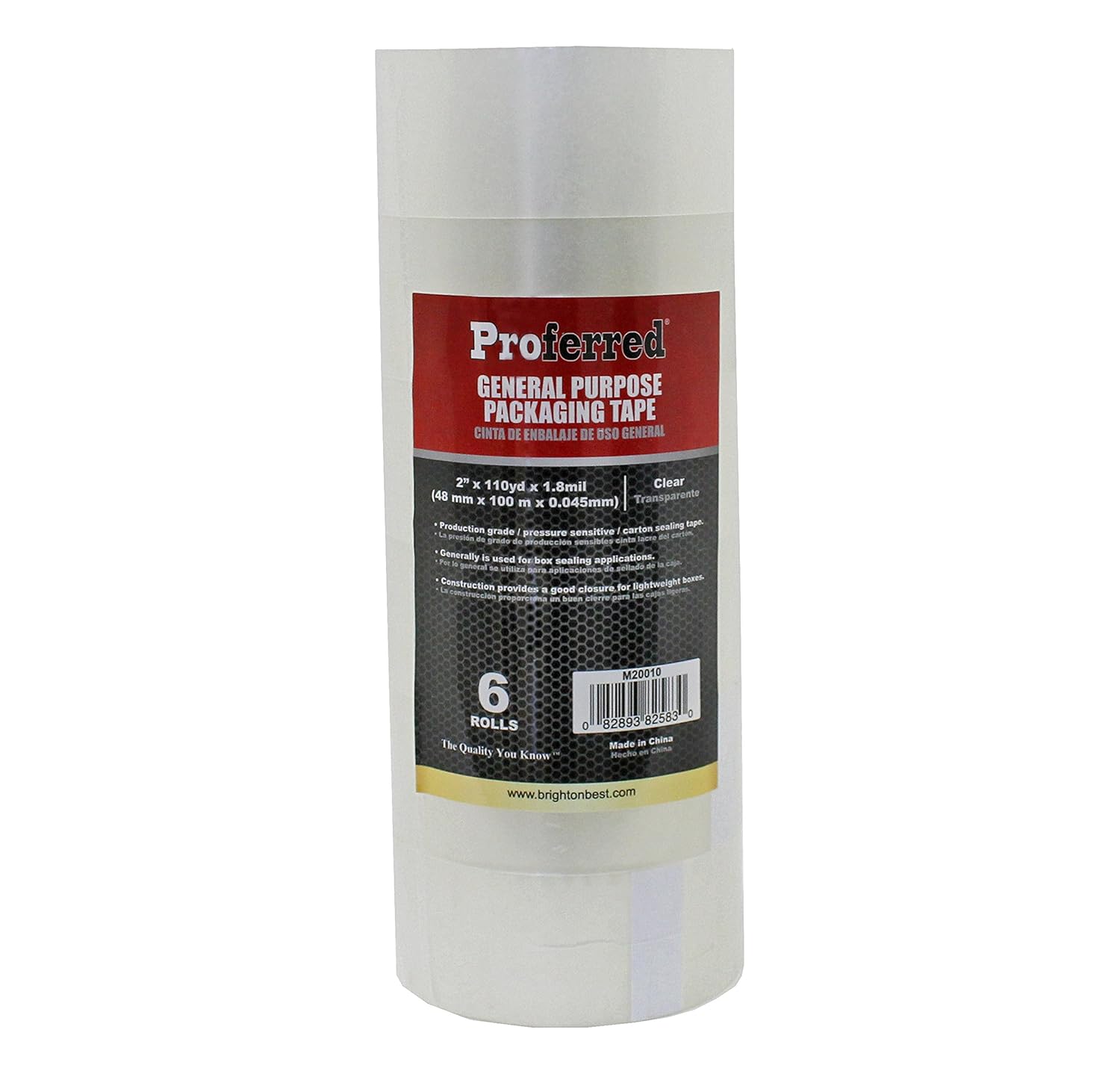 Proferred M20010 2" General Purpose Packaging Tape (Pack of 6)